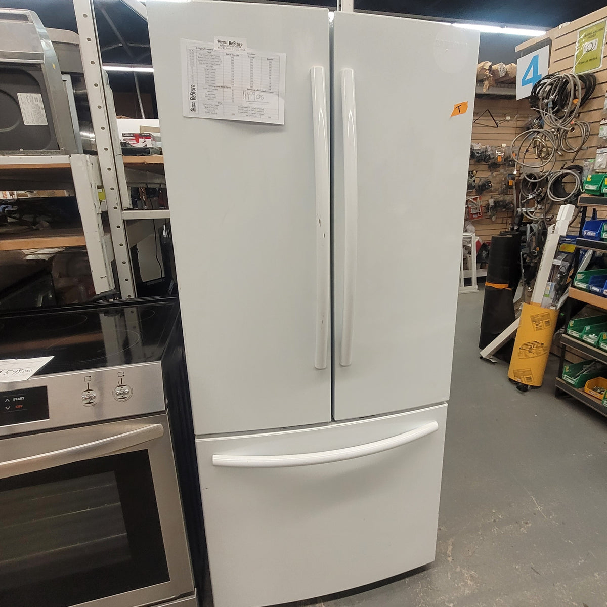 White SamsungFrench Door Refrigerator with Bottom Freezer