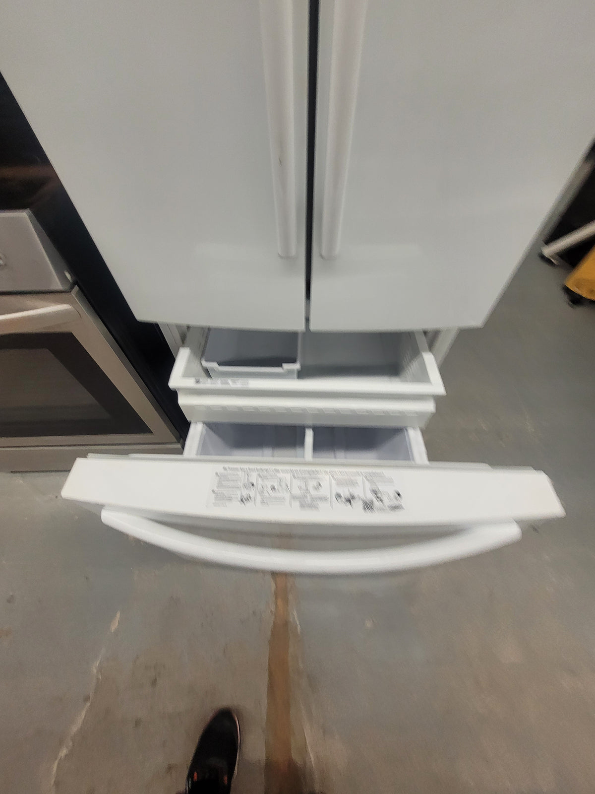White SamsungFrench Door Refrigerator with Bottom Freezer