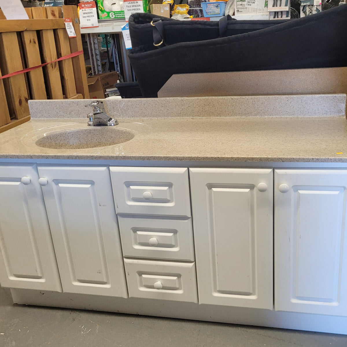 White Bathroom Vanity with Sink and Faucet