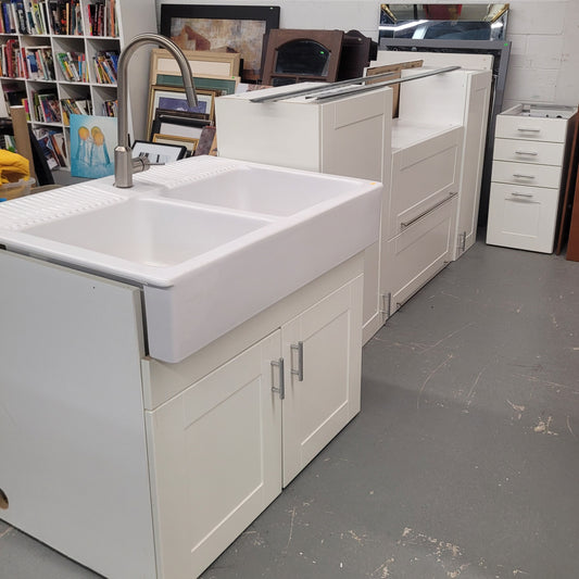 White Farmhouse Kitchen Cabinet Set-SK060