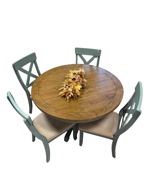 Rustic Farmhouse 5-Piece Round Dining Set