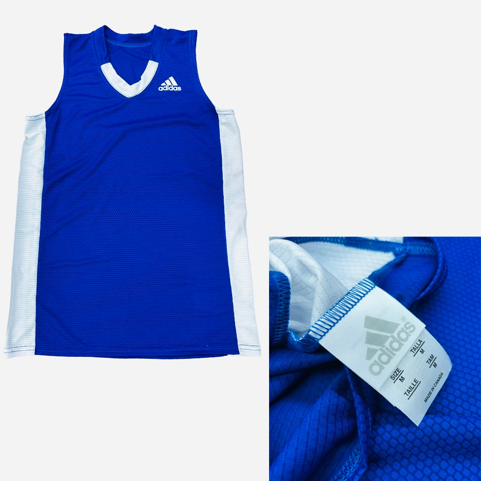 ADIDAS Athletic Tank - Royal Blue with White Stripe- Youth Medium
