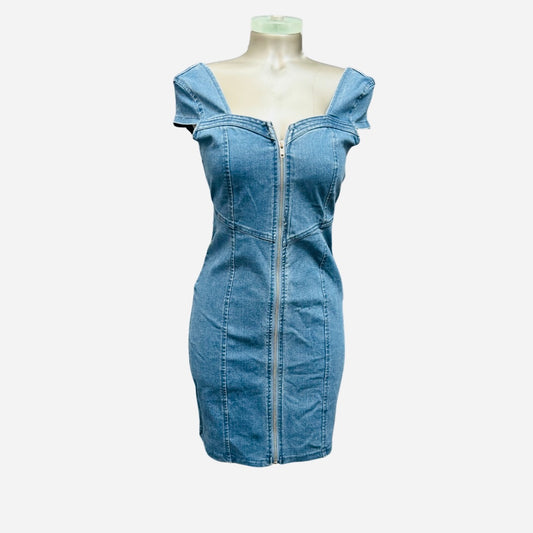 Ivry Day Zip Front Denim Mini Dress, Small