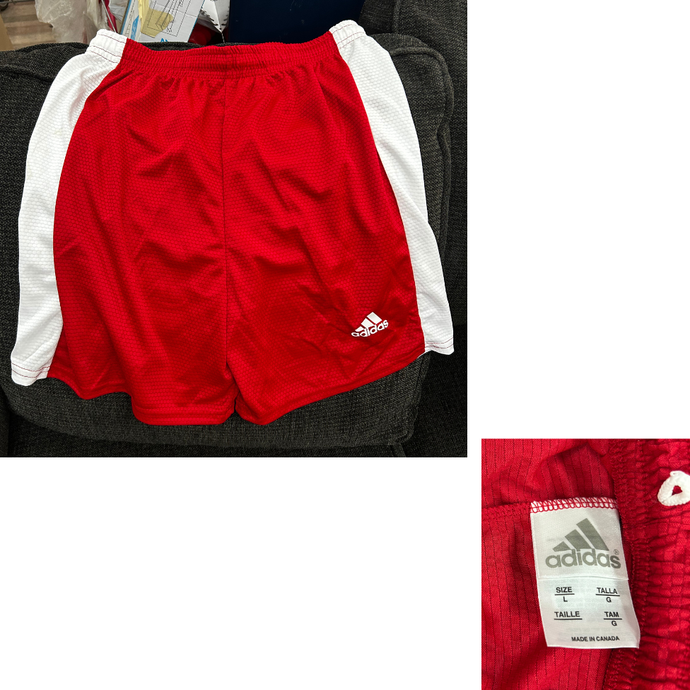 ADIDAS Youth Athletic Shorts - Red with White Stripe