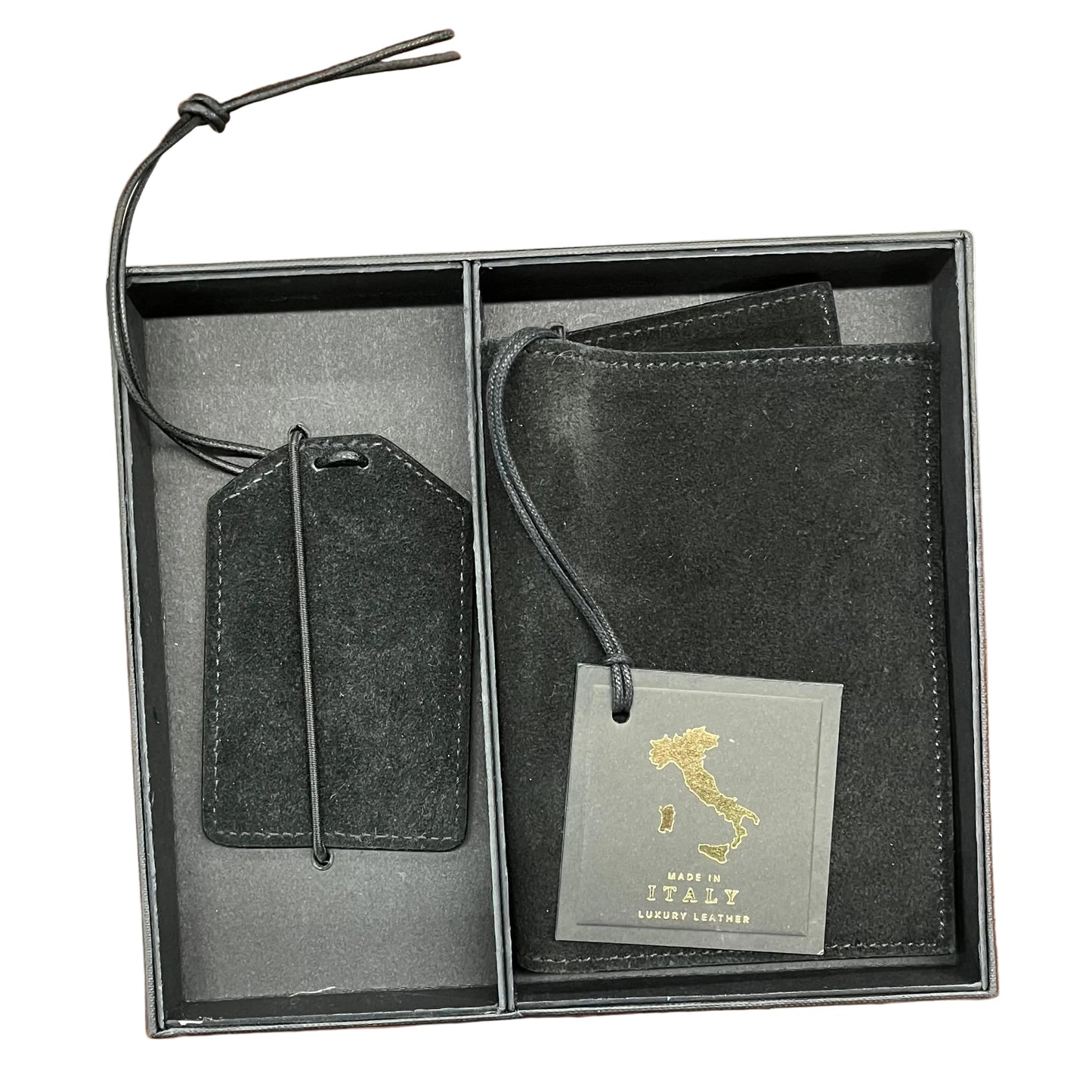 *NEW* Black Suede Passport Cover & Bag Tag