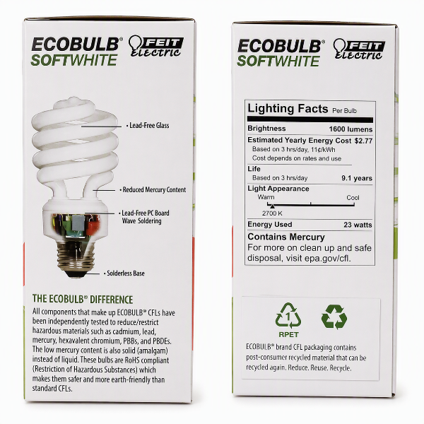 Feit Electric ECOBULB Soft White CFL Bulbs – 4 Pack