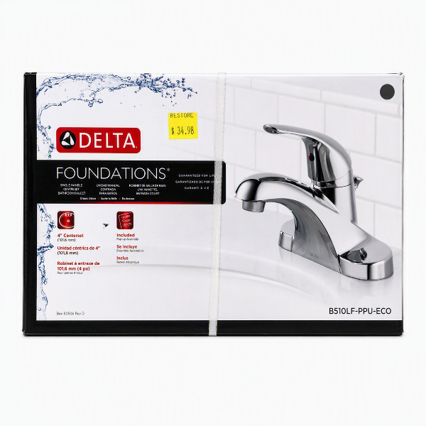 Delta Foundations Single-Handle 4" Centerset Bathroom Faucet – Chrome