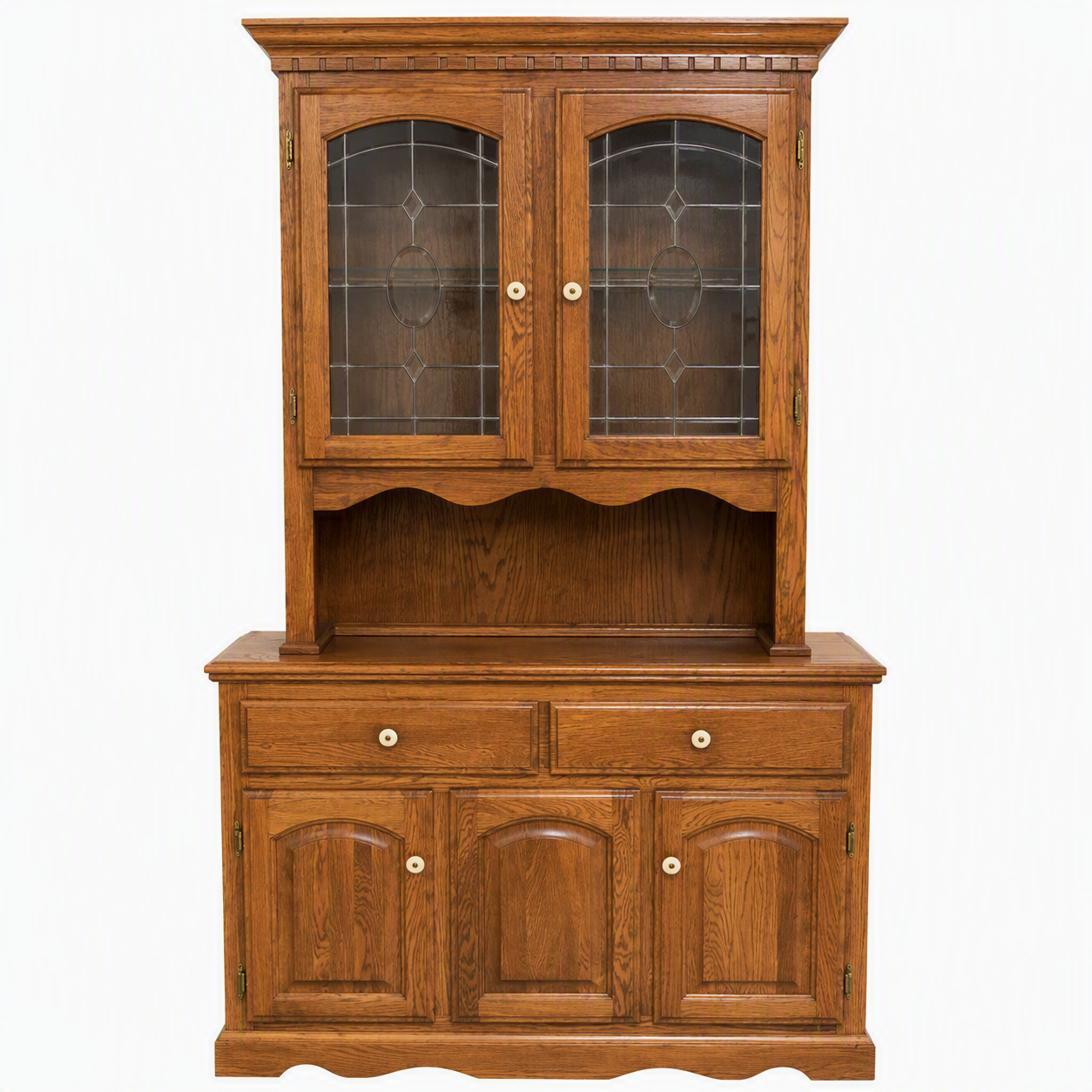 Solid Oak Buffet & Hutch Cabinet