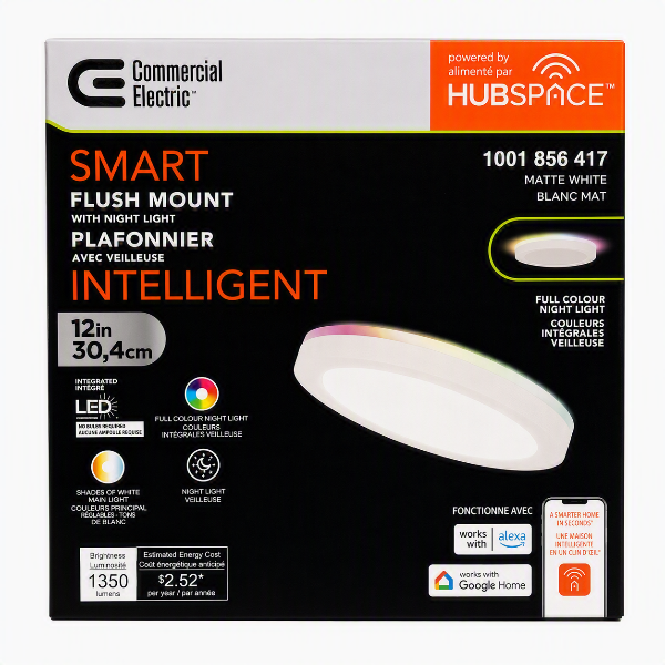 Commercial Electric Smart Flush Mount with Night Light