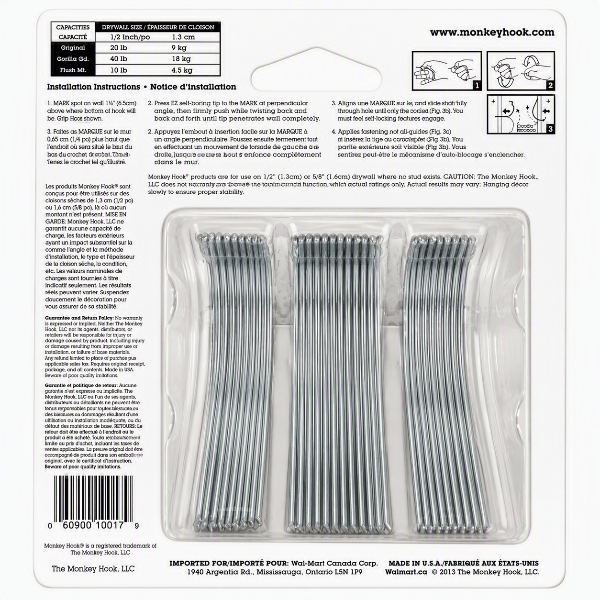 FIX IT! 3 Style Monkey Hook Picture Hangers - 30 Pieces Set