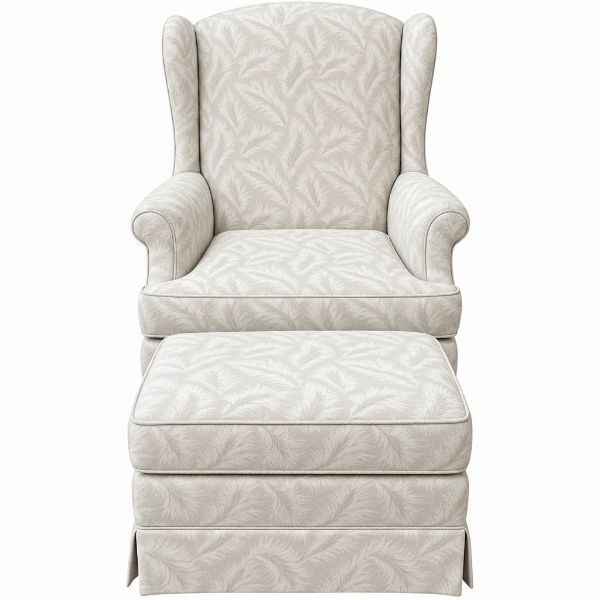 Traditional Wingback Chair with Ottoman