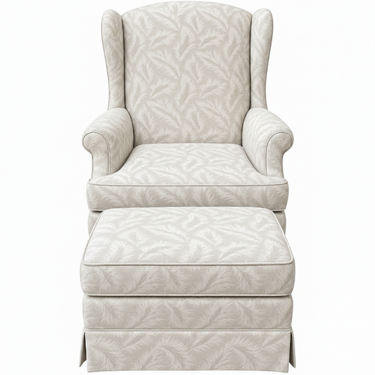 Traditional Wingback Chair with Ottoman