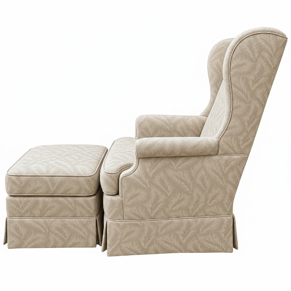 Traditional Wingback Chair with Ottoman