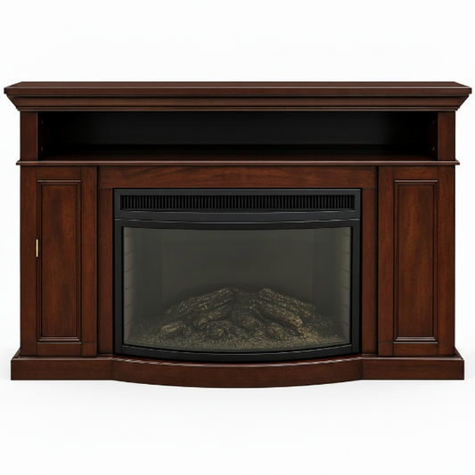 Traditional Wood-Finish Electric Fireplace Console