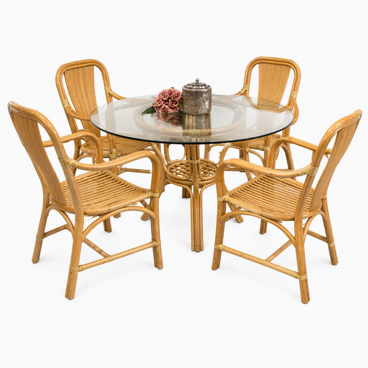 5-Piece Outdoor Patio Glass Table & 4 Chairs Set