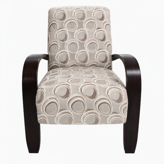 Modern Patterned Accent Armchair – Beige & Brown
