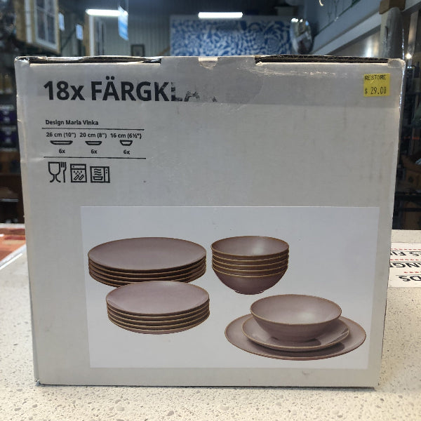 FÄRGKLAR 18-Piece Stoneware Dinnerware Set