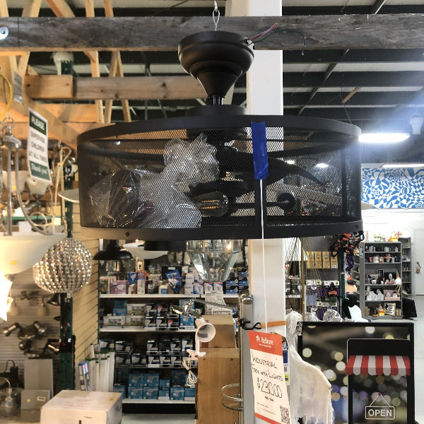 Industrial Black Ceiling Fan with Lights