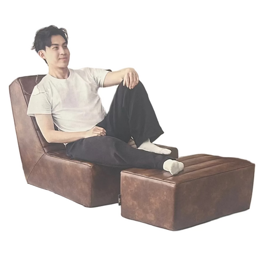 Faux Leather Lounge Chair & Ottoman