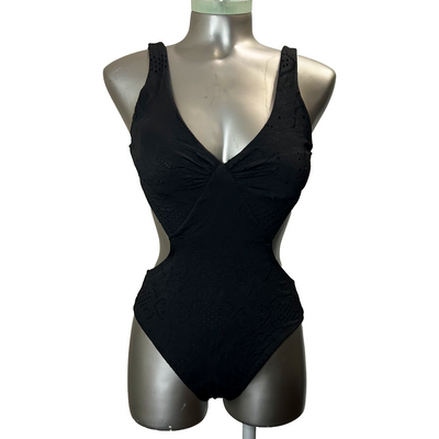 L*Space Sz 8 Black Cutout One-Piece Swimsuit (C5)