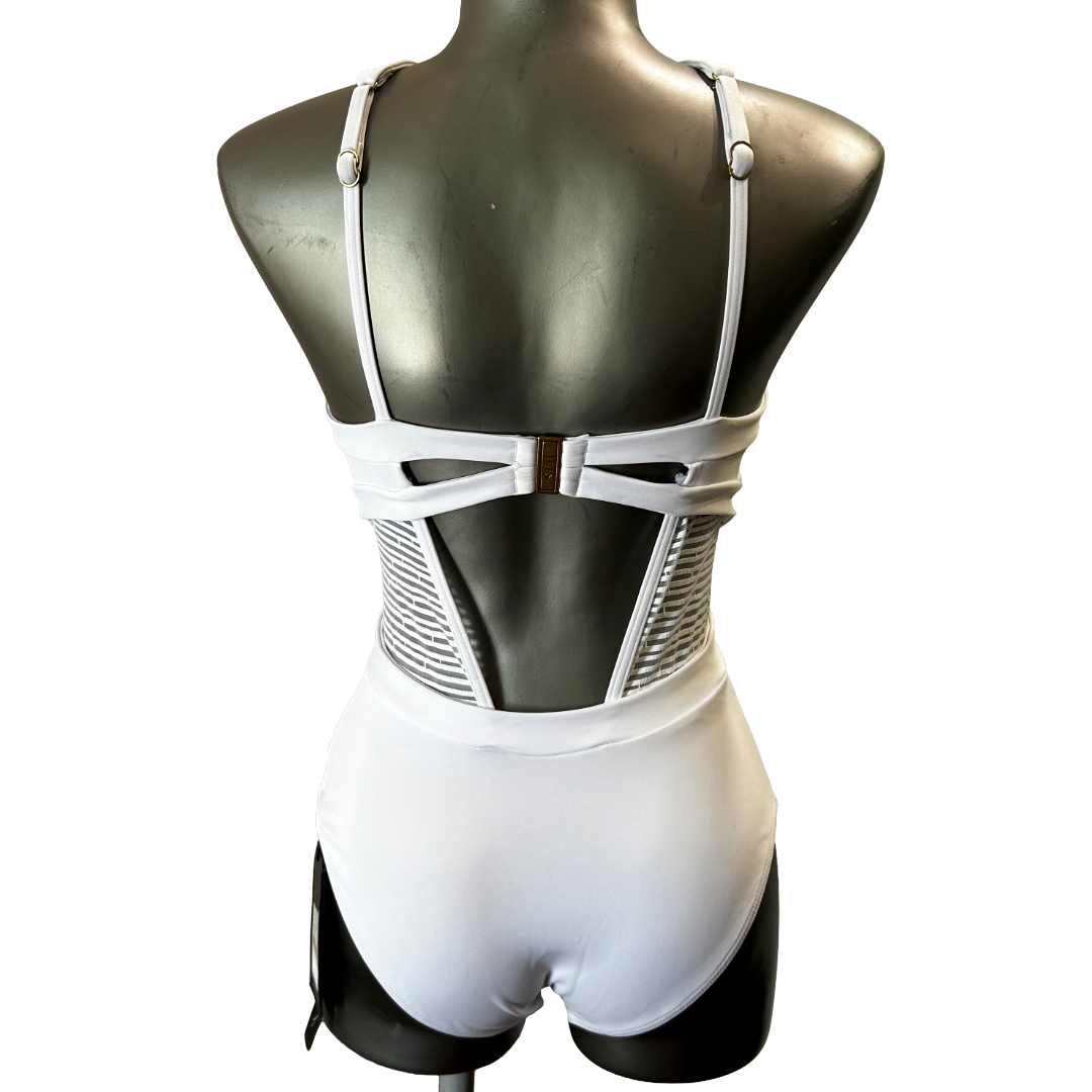 Jets White One-Piece Swimsuit – Size 6 (C2)
