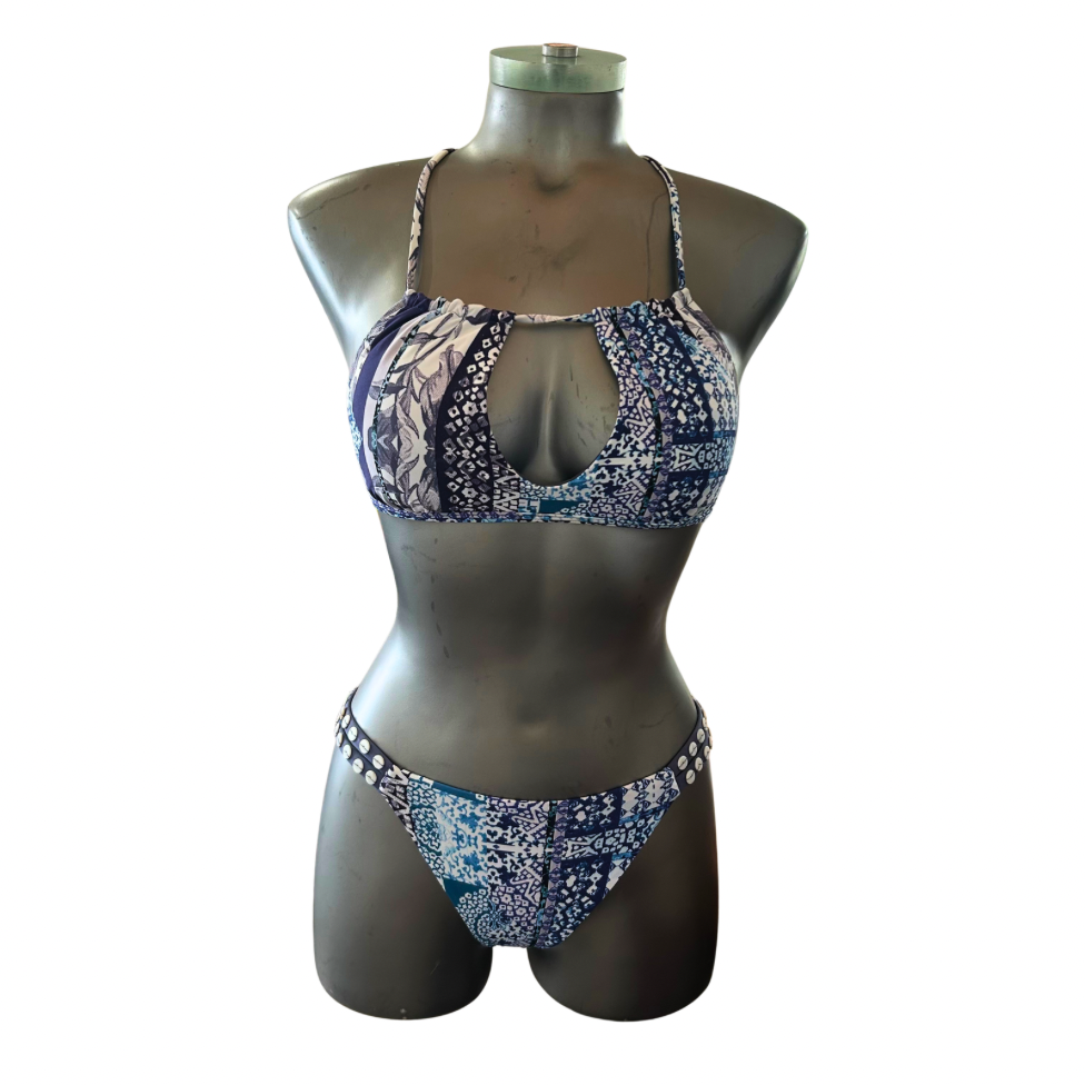 O’Neill Patchwork Floral Blue Bikini - SMALL - (N1)