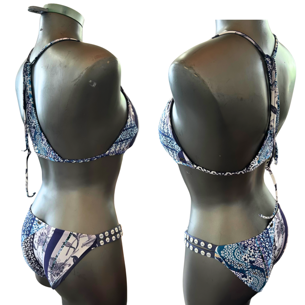 O’Neill Patchwork Floral Blue Bikini - SMALL - (N1)