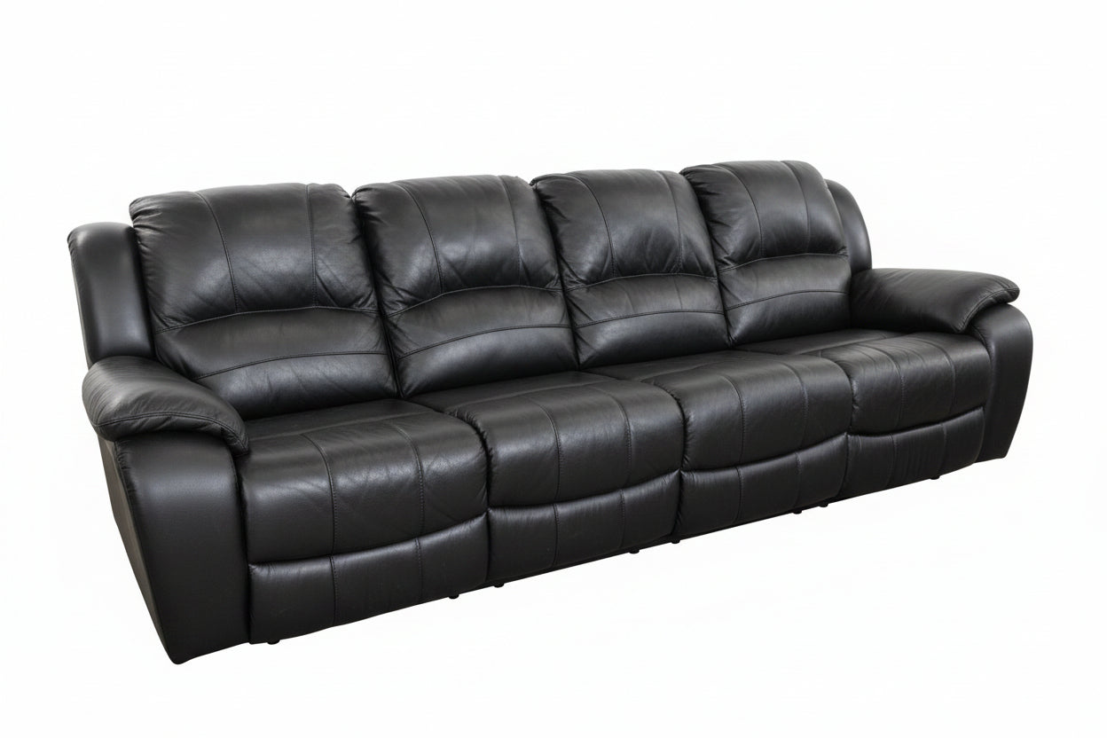 4 SEATER LEATHER COUCH WITH RECLINING ENDS