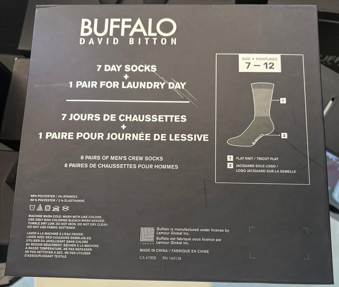 BUFFALO - 7 DAY SOCKS + 1 PAIR FOR LAUNDRY DAY