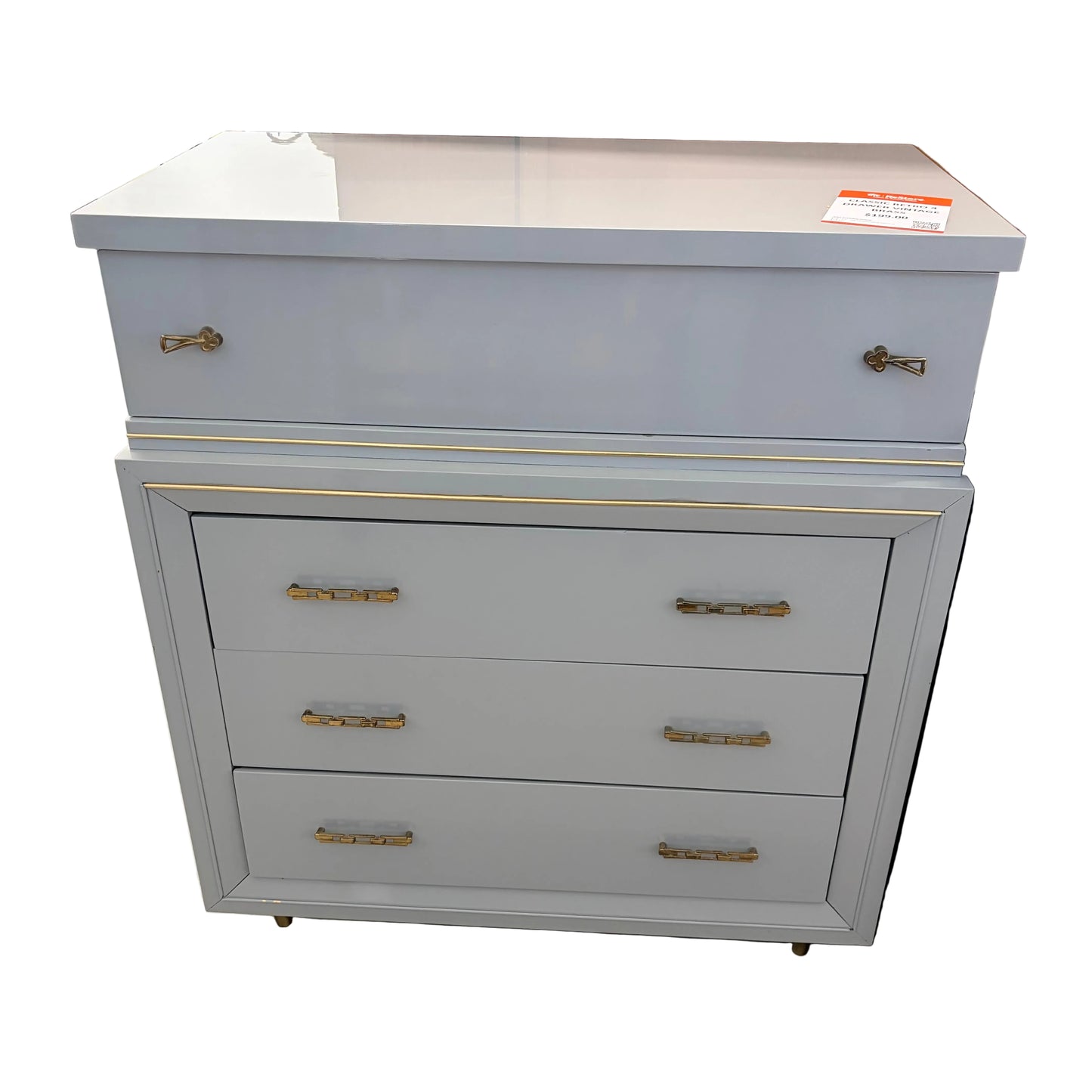 Classic Retro 4 Drawer Vintage Brass Dresser