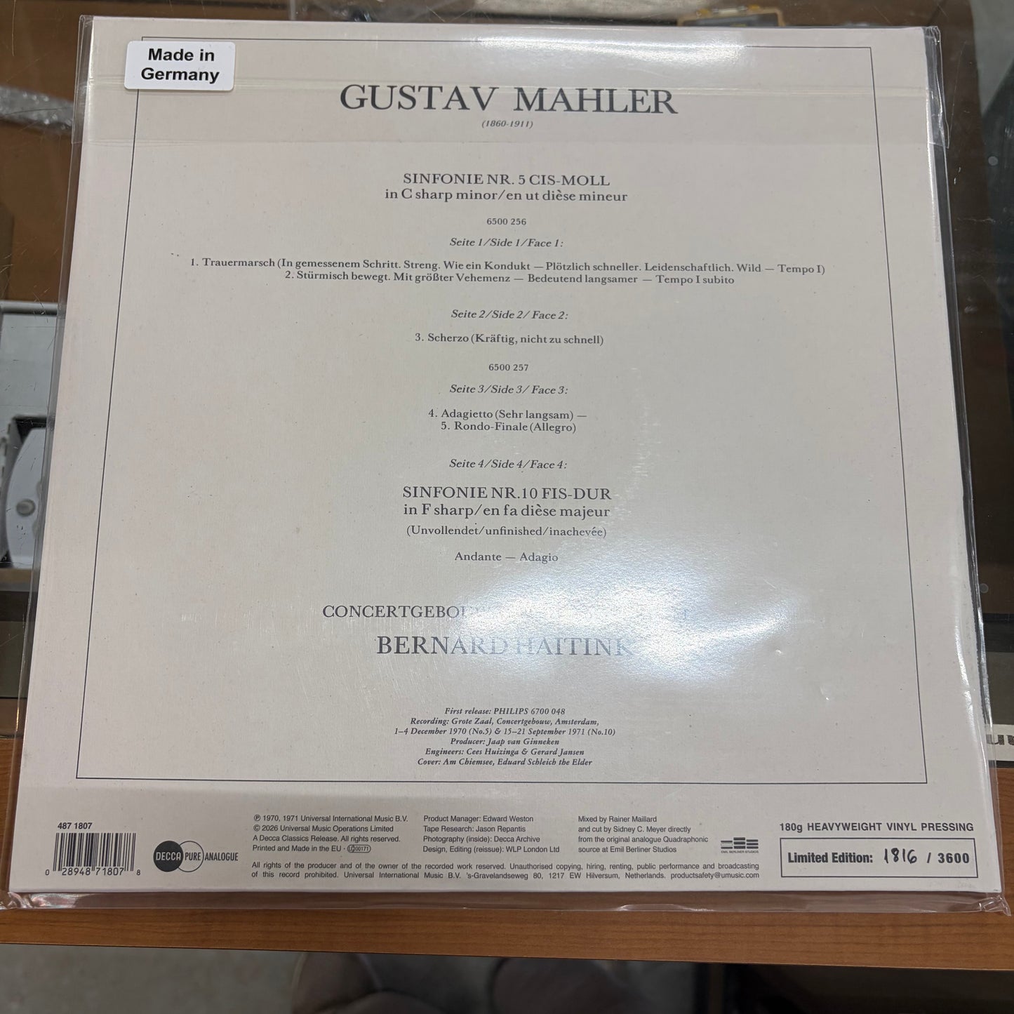 MAHLER SYMPHONY VINYL