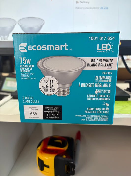 Ecosmart LED PAR30 E26 75W Equivalent Reflector Light Bulb, Dimmable Bright White(3000K - 3500K) (2-Pack)