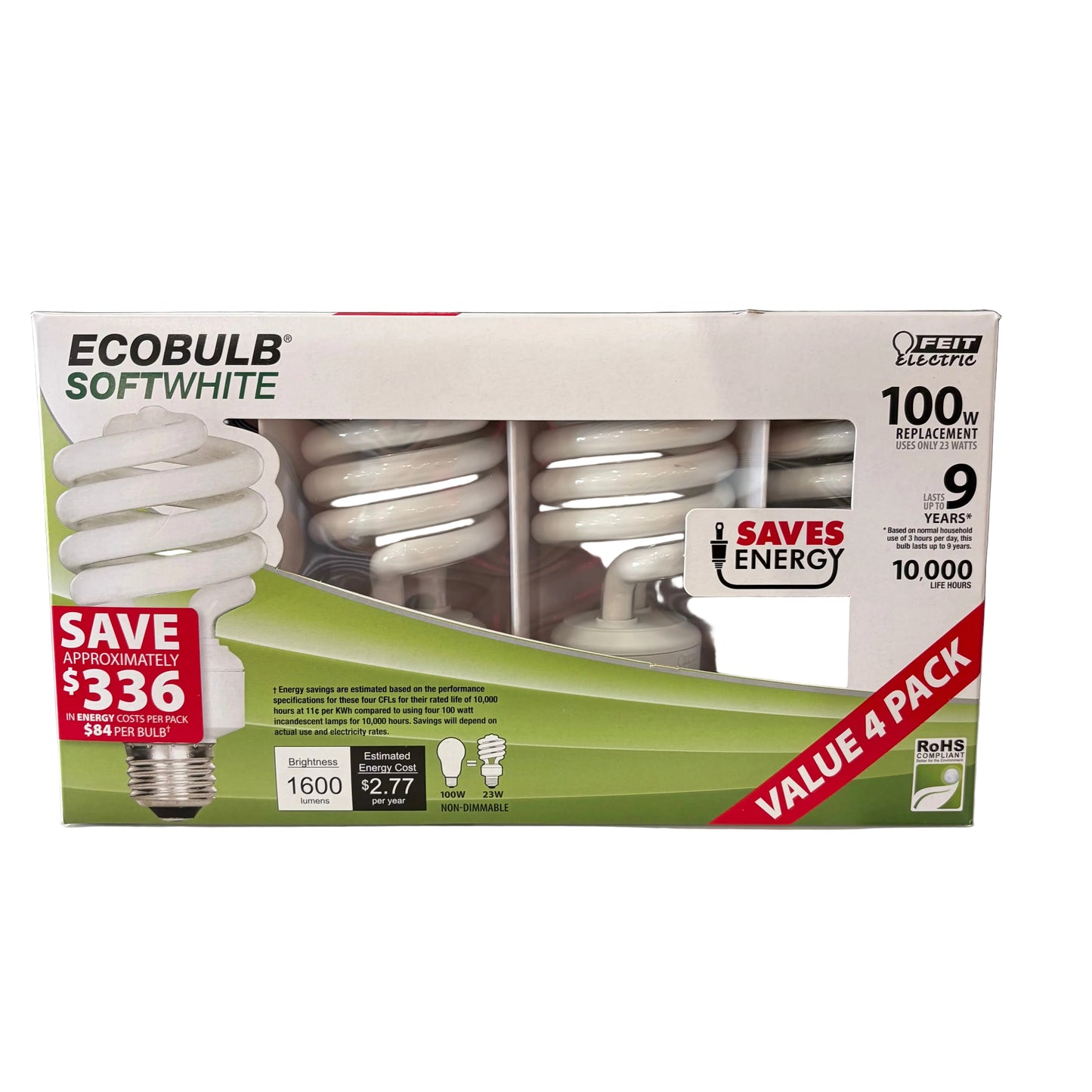 Feit Electric 23W (100W Replacement) Soft White (2700K) E26 Base Twist General Purpose CFL Light Bulb (4-Pack)