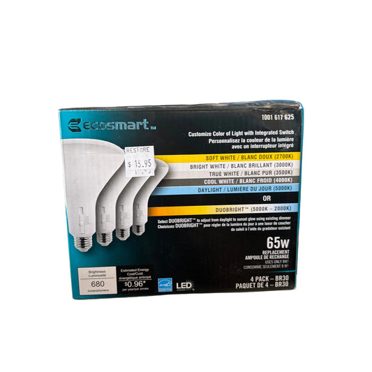 Ecosmart LED BR30 E26 65W Equivalent Reflector Light Bulb Dimmable Tunable White(2700K-5000K) (4-Pack)
