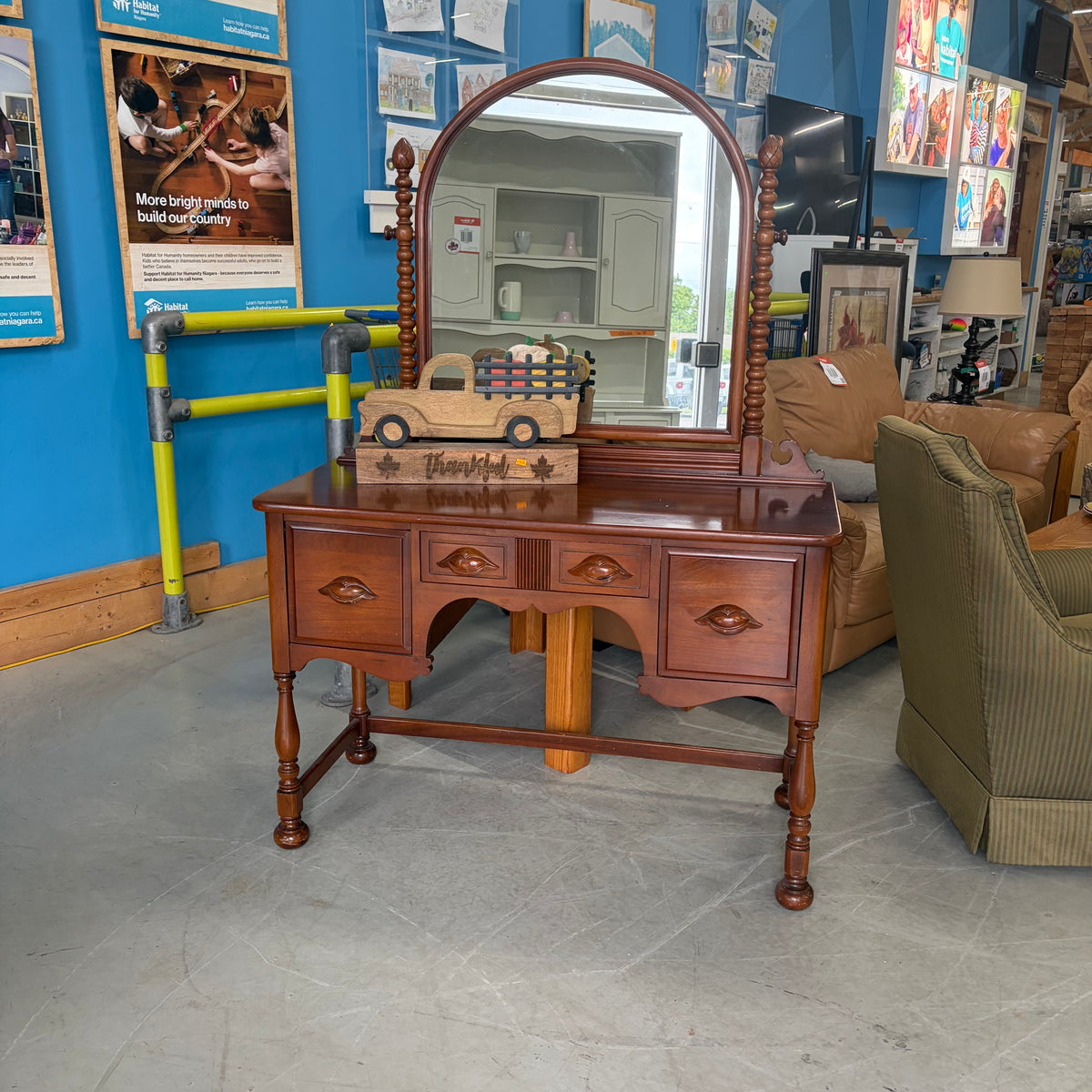 Vintage Desk and Vanity with Mirror