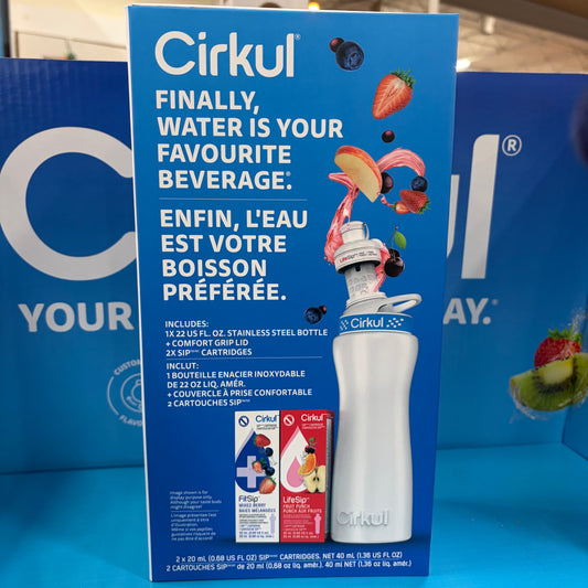 Cirkul 22oz. White Stainless Steel Bottle Starter Kit