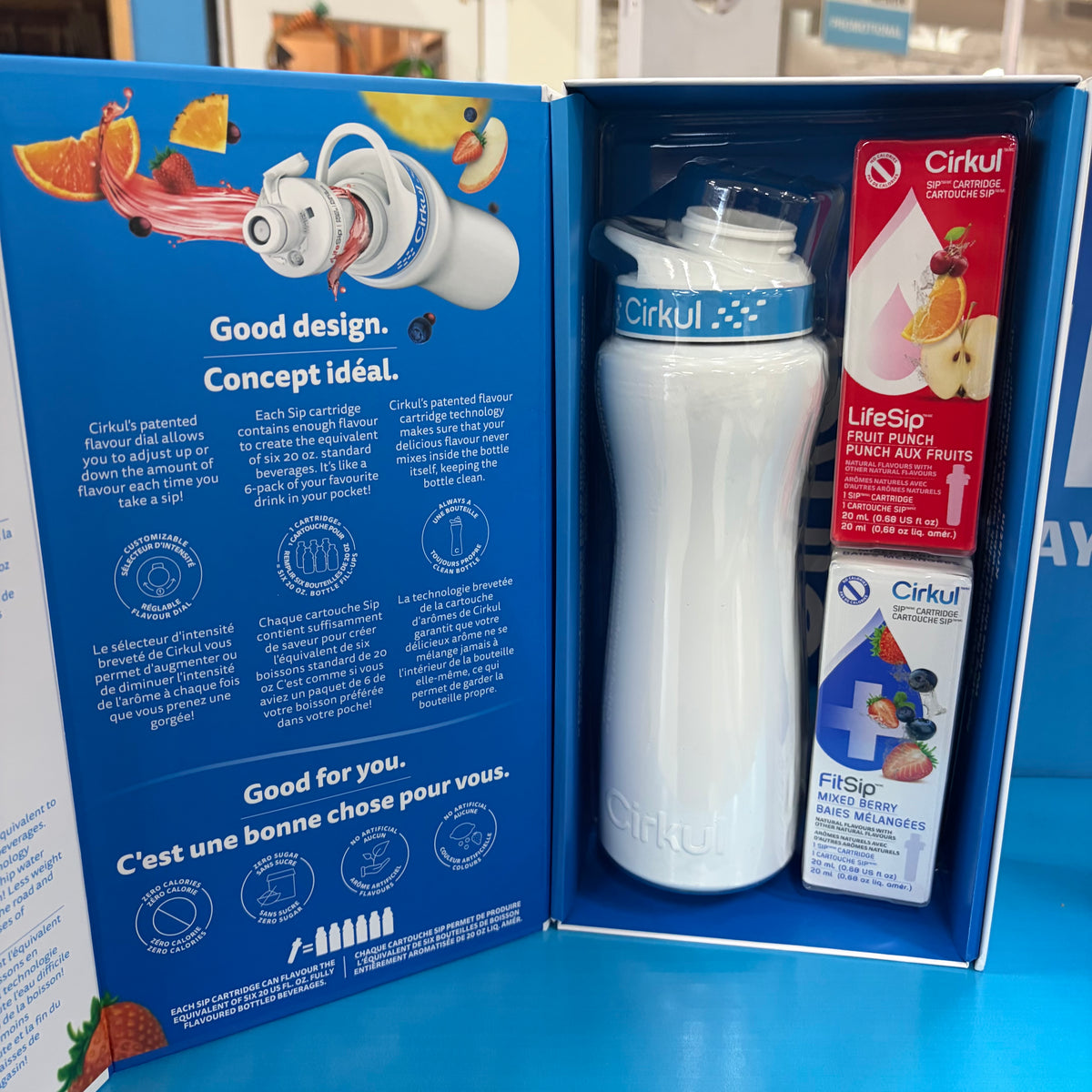 Cirkul 22oz. White Stainless Steel Bottle Starter Kit