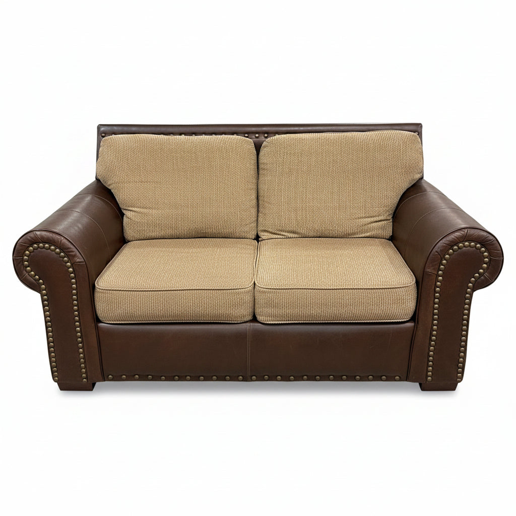 LEATHER ARMED COUCH