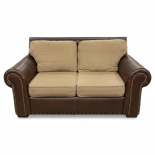 LEATHER ARMED COUCH