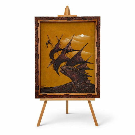 🛍️ Vintage Nautical Wall Art – Framed Ship Scene