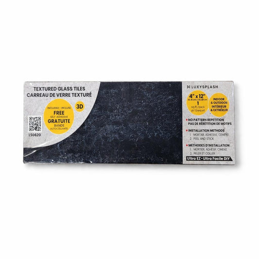 LuxySplash Weathered Charcoal Textured Glass Subway Wall Tile 4" x 12"