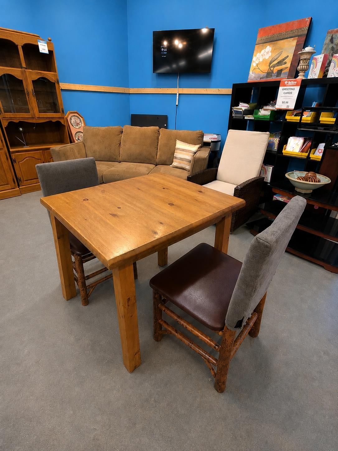 Solid Wood Dining Table with 2 Chairs