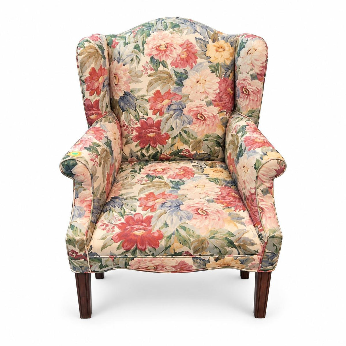 Floral Upholstered Wingback Chair