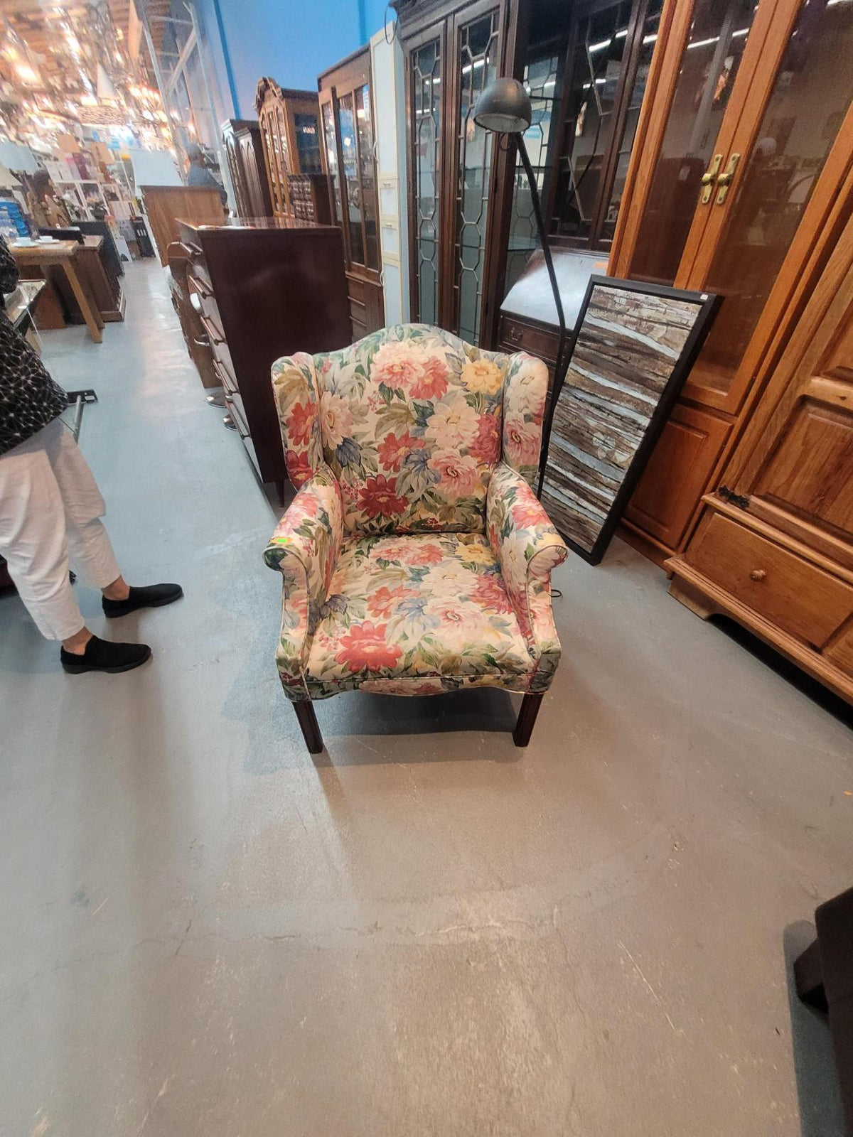 Floral Upholstered Wingback Chair