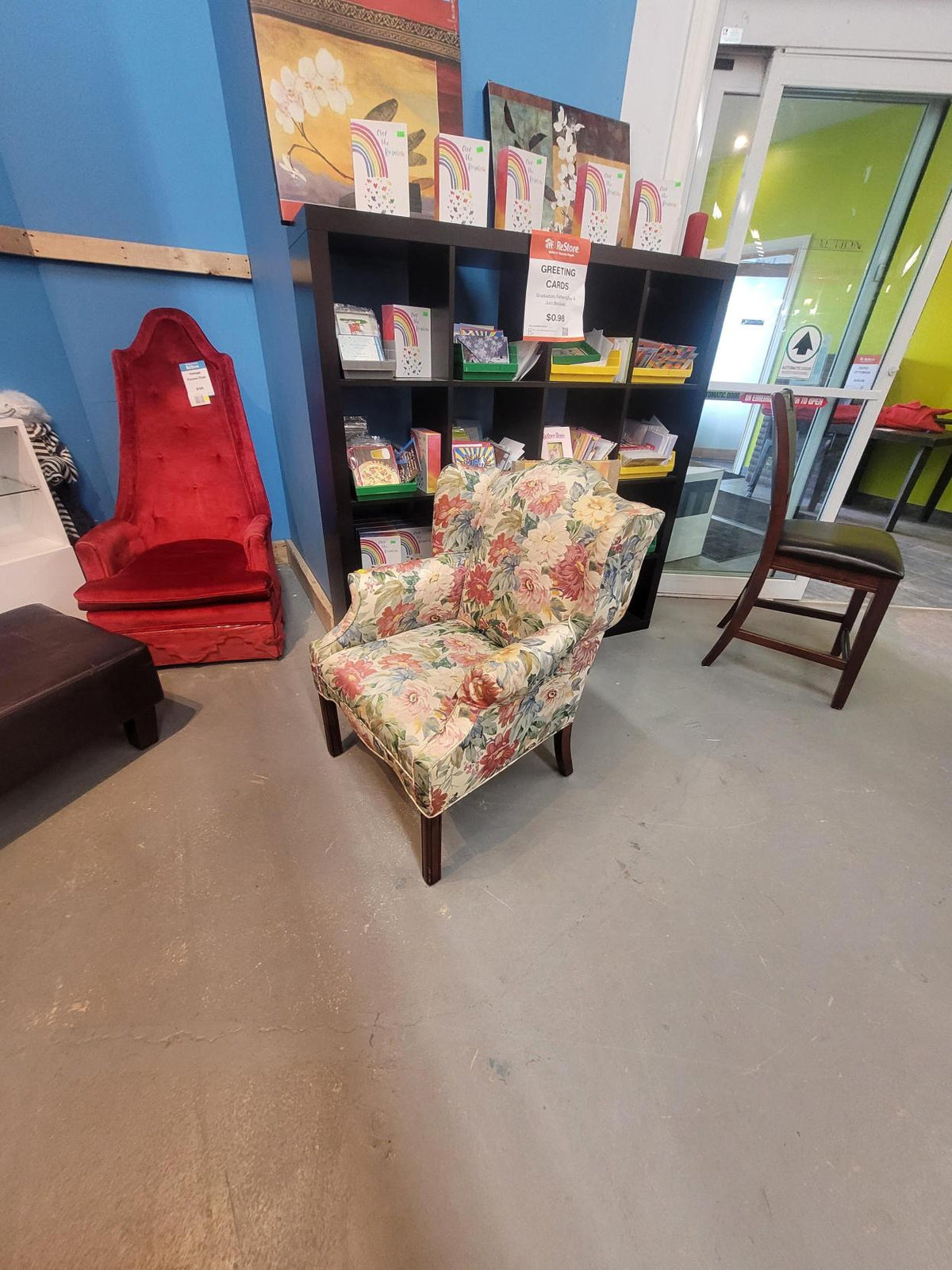 Floral Upholstered Wingback Chair