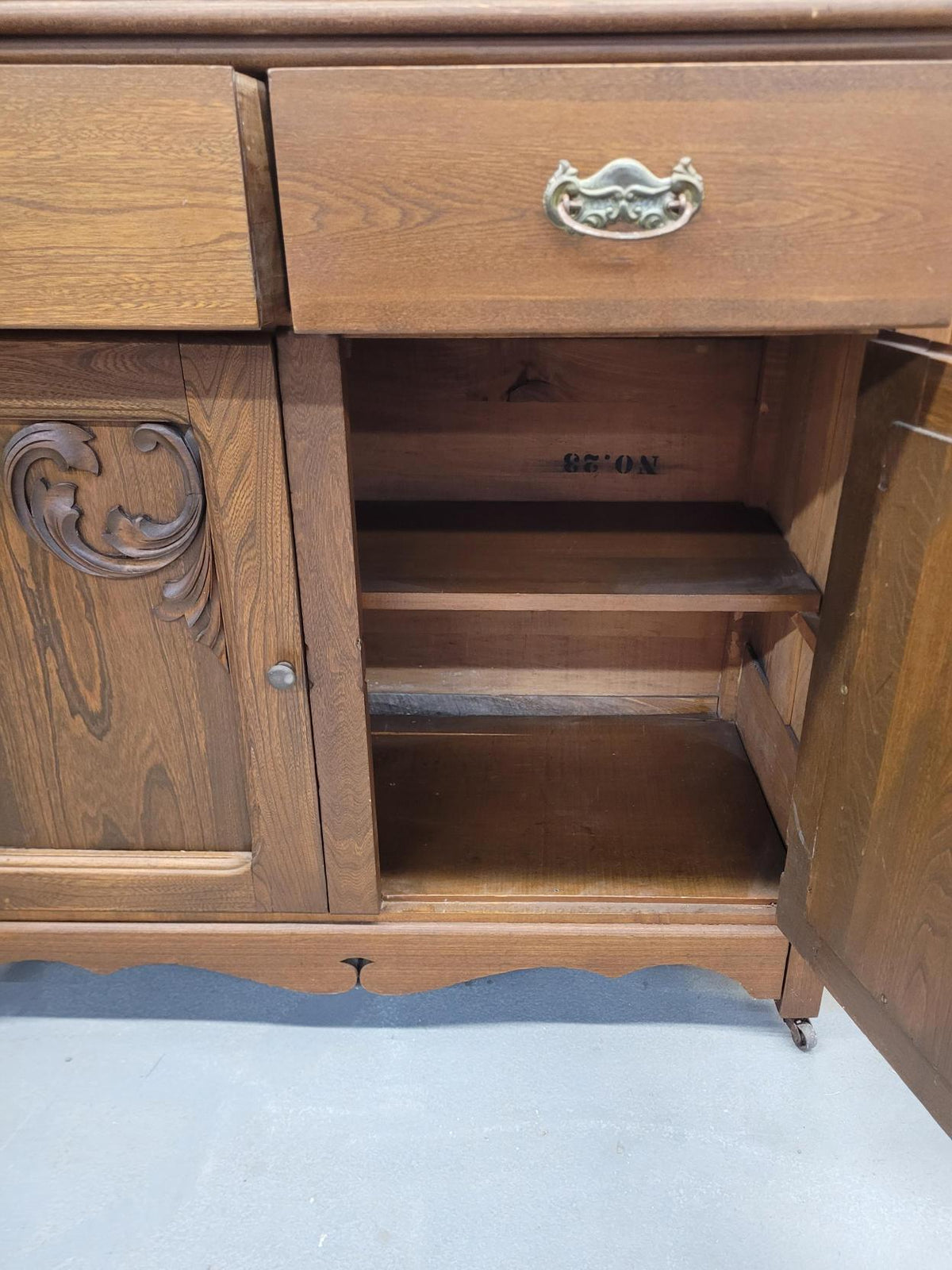 Vintage Carved Wood Display Cabinet