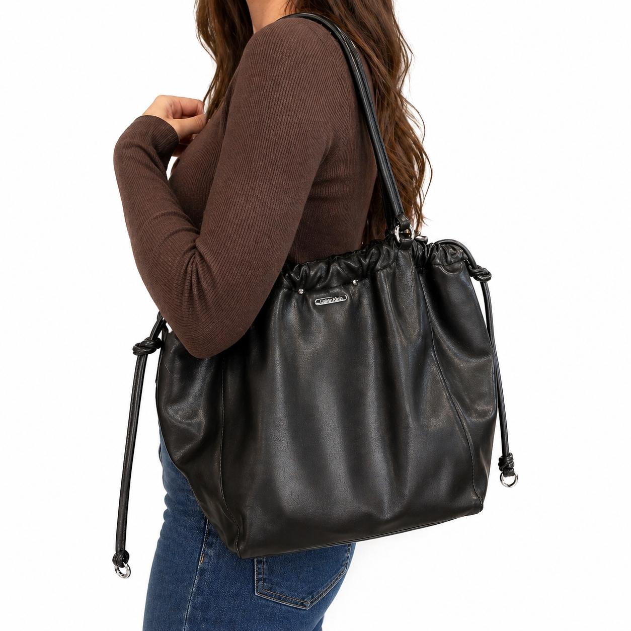 Calvin Klein Black Leather Tote Bag