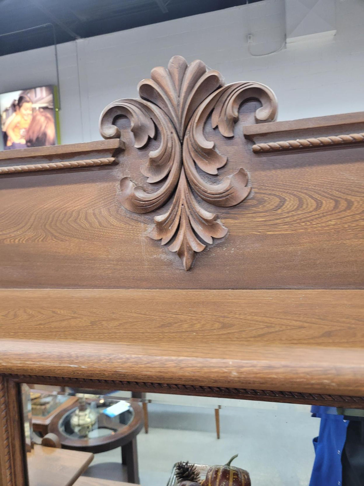 Vintage Carved Wood Display Cabinet