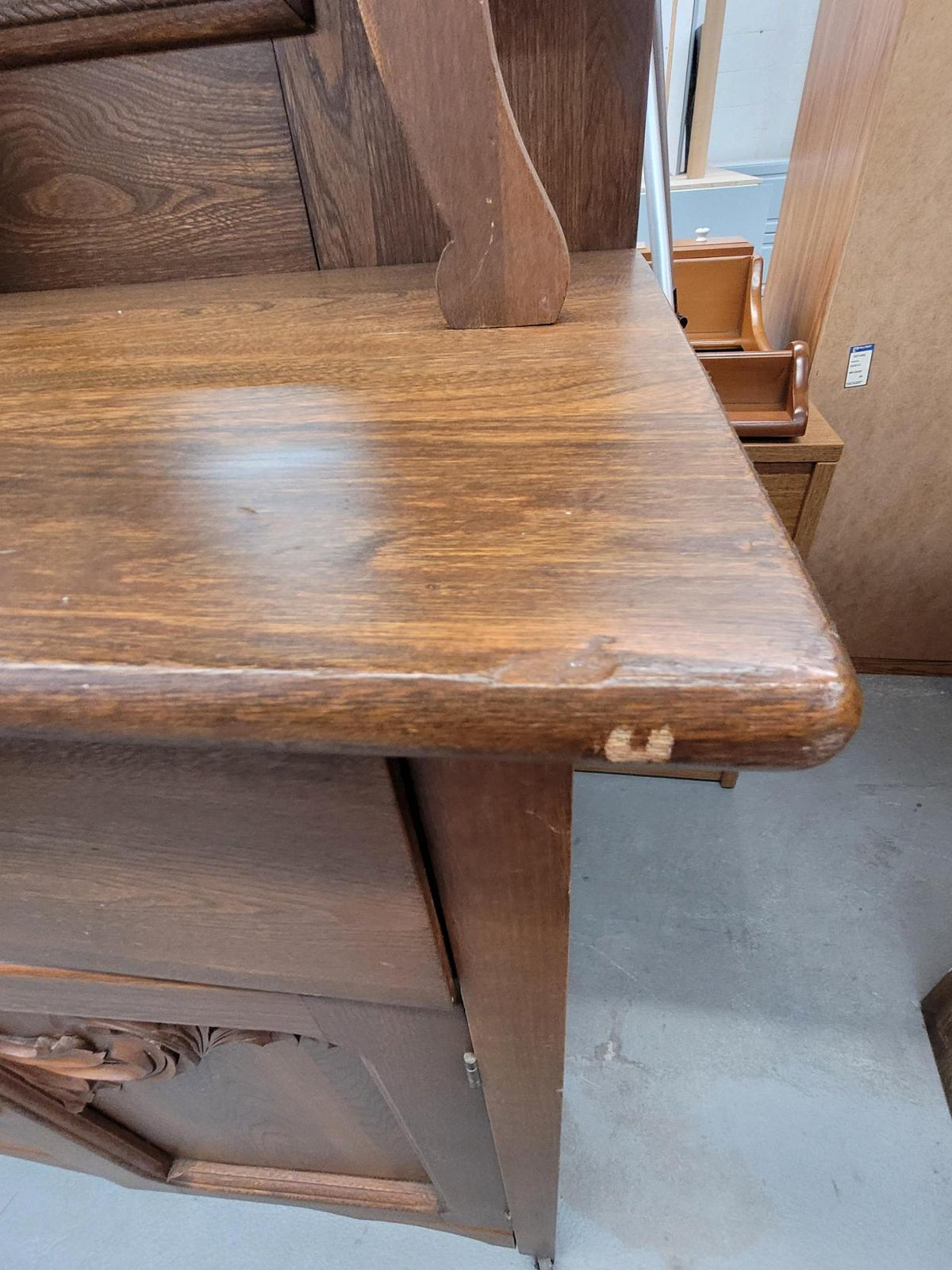 Vintage Carved Wood Display Cabinet