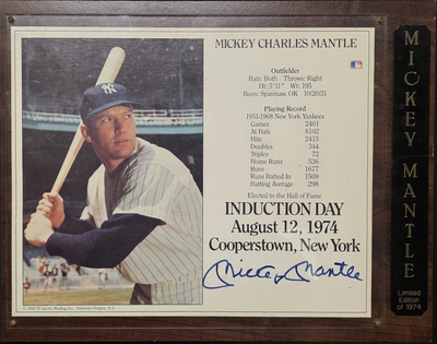 Mickey Mantle Hall of Fame Induction Day Plaque – Limited Edition (1974)